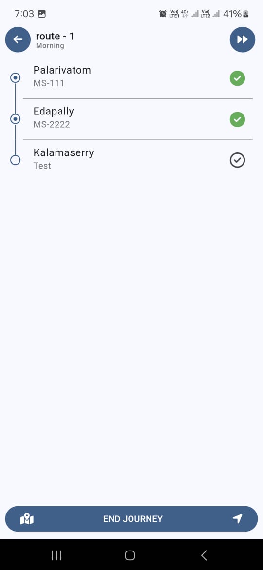 11. journey page after completing stops