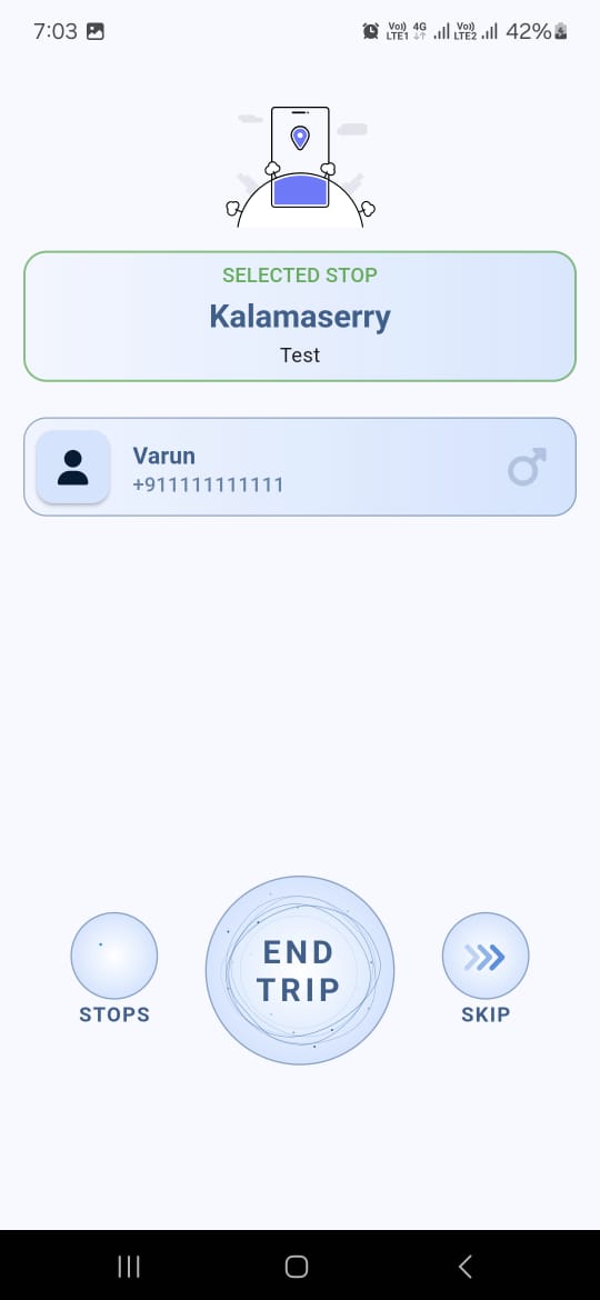 12.detailed interative page on the last stop . option to end trip