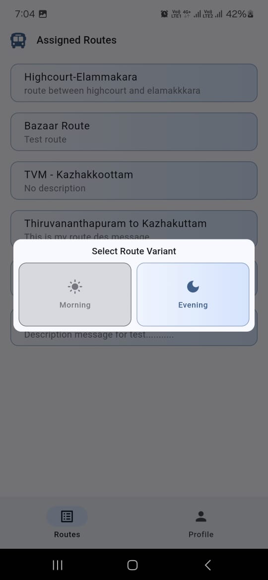 14. going to complete the evening journey_ image showing morning and evening button , morning greyed out